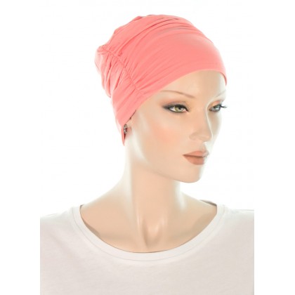 Elegant and Simple bamboo cancer hat in coral color for women with Cancer