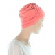 Elegant and Simple bamboo cancer hat in coral color for women with Cancer