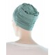 Elegant and Simple bamboo cancer headwear in blue sage color for women with Cancer