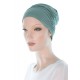 Elegant and Simple bamboo cancer headwear in blue sage color for women with Cancer