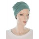 Elegant and Simple bamboo cancer headwear in blue sage color for women with Cancer