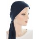 The flexible Bamboo cancer scarf in navy blue color for women with Cancer