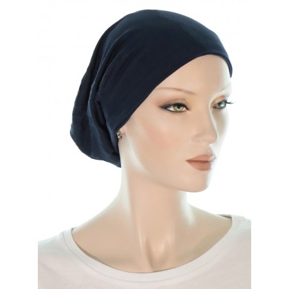 Bamboo Beanieband chemo beanie head wrap in navy blue color for women with Cancer