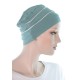 Two Times Bamboo chemo cap in blue sage color for women with Cancer