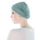 Simply Bamboo chemo caps in blue sage color for women with Cancer