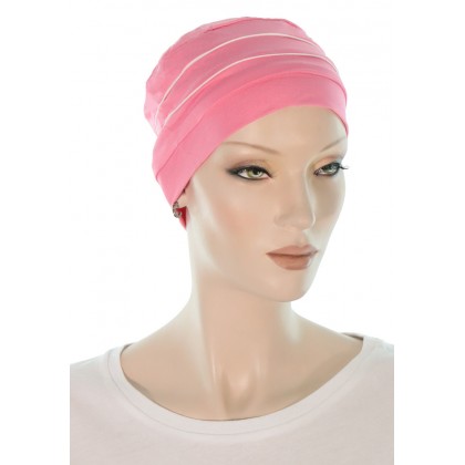 Two Times Bamboo chemo caps in pink sherbet color for women with Cancer
