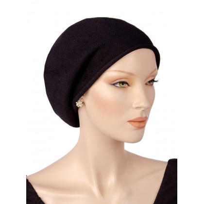 Cool and Trendy cotton chemo hat in black color for women with Cancer