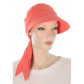 Top Elegance Cotton Brimmed Chemo Hats in Coral