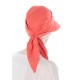 Top Elegance cotton brimmed chemo hats in coral color for women with Cancer