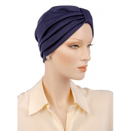 Comfortmix chemo turbans in navy blue color for women with Cancer