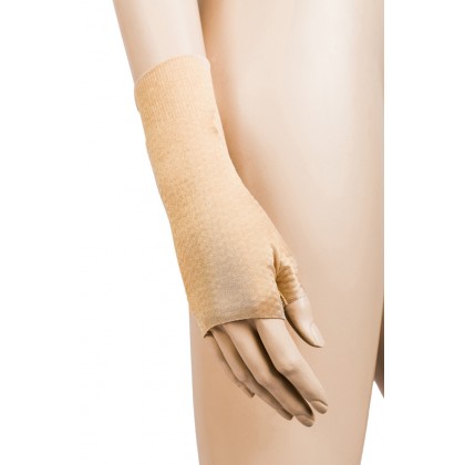 Compression glove for hand Lymphedema, an open gauntlet with a half thumb shaped design
