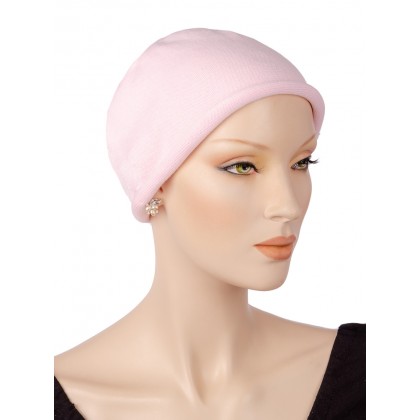 Bonnet chimio Le Mignon en coton Noué de couleur rose