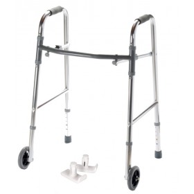 Folding Medical Walker Lightweight Aluminum With Wheels And Skis