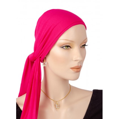 The flexible Bamboo head scarves for chemo raspberry color for women with Cancer