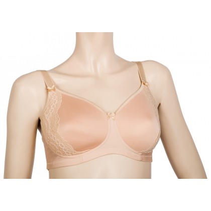 Mastectomy Breast Cancer Bra Pocketed With Molded Soft Cups Mastectomy breast Cancer bra with pocketed and molded cups decorated with lateral embroidered lace