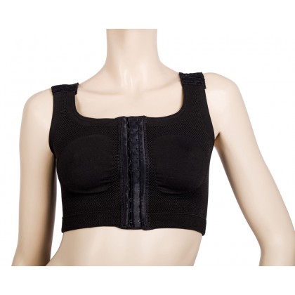 Post surgical bra with breathable medical compression for use after breast augmentation or lift
