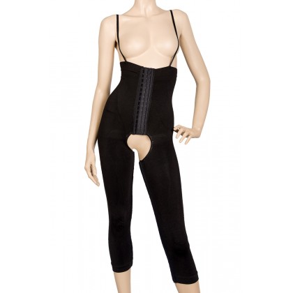 Recovery Surgical Compression Garment Full Bodysuit Design in Beige Recovery surgical compression garment designed as a full body suit with below knee Capri