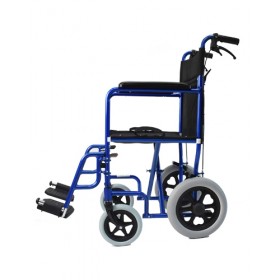 Senior Transport Wheelchair Aluminum Off Road Wheels Blue 20"