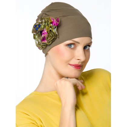 Hats For Chemo Patients Super Elegant Kaki Silk Flower