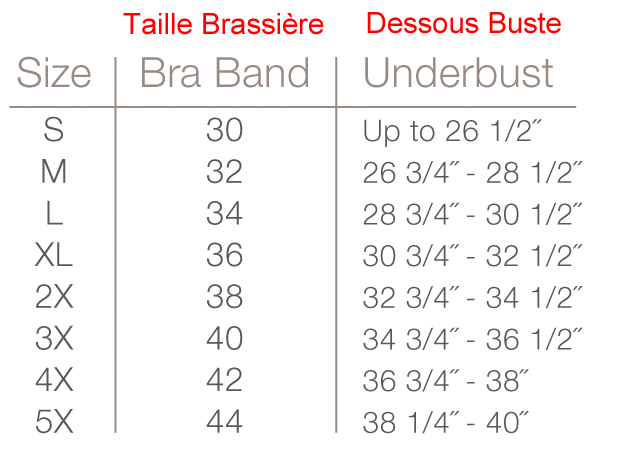 Amoena Size Chart